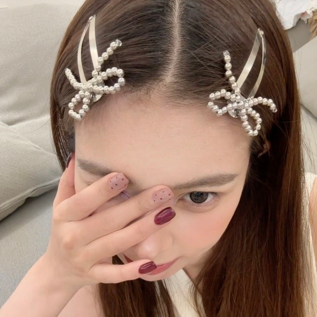 Mini Silver Ribbon Hair Pin Set