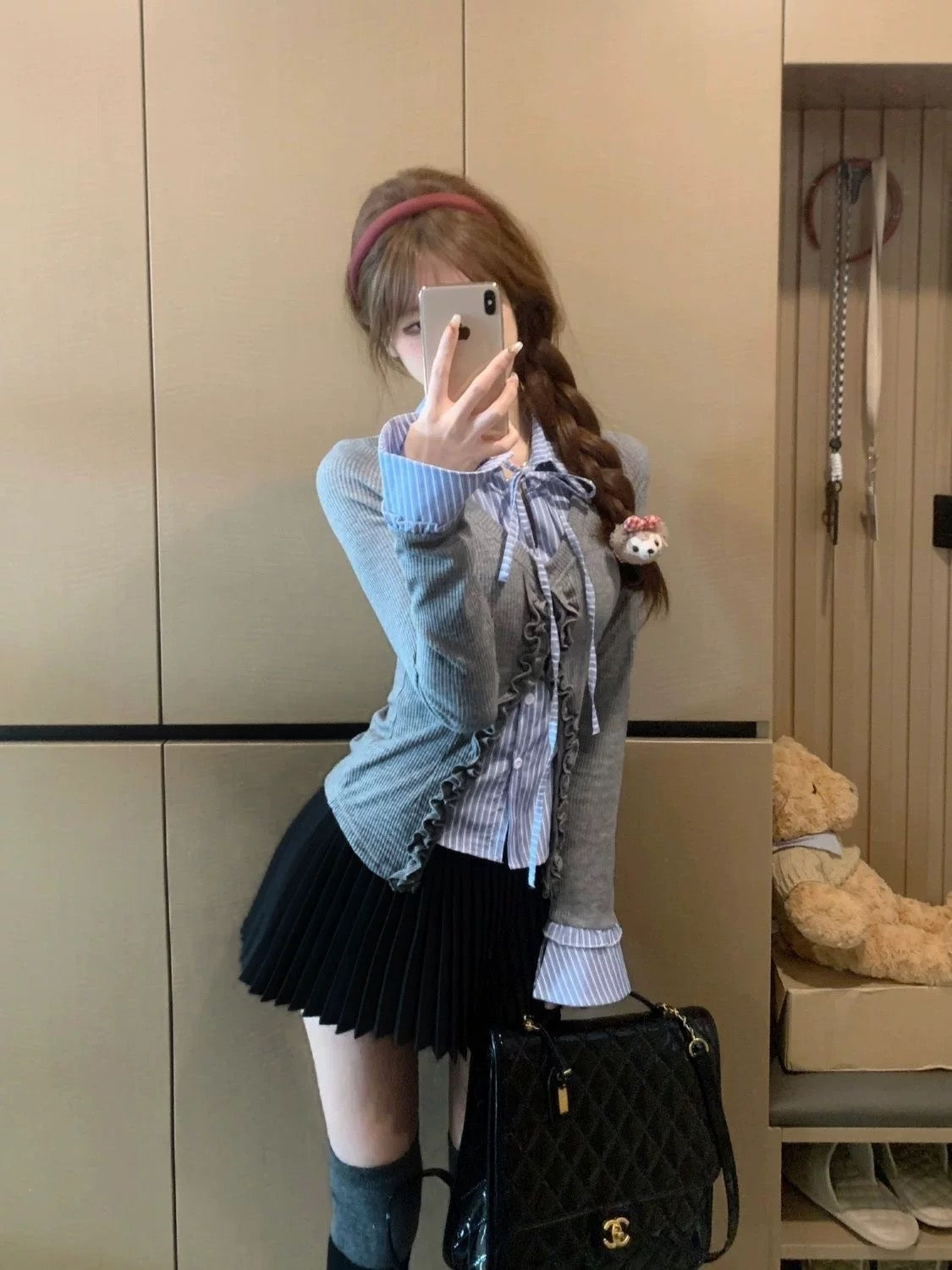 Blue Grey Uni Knitted Top