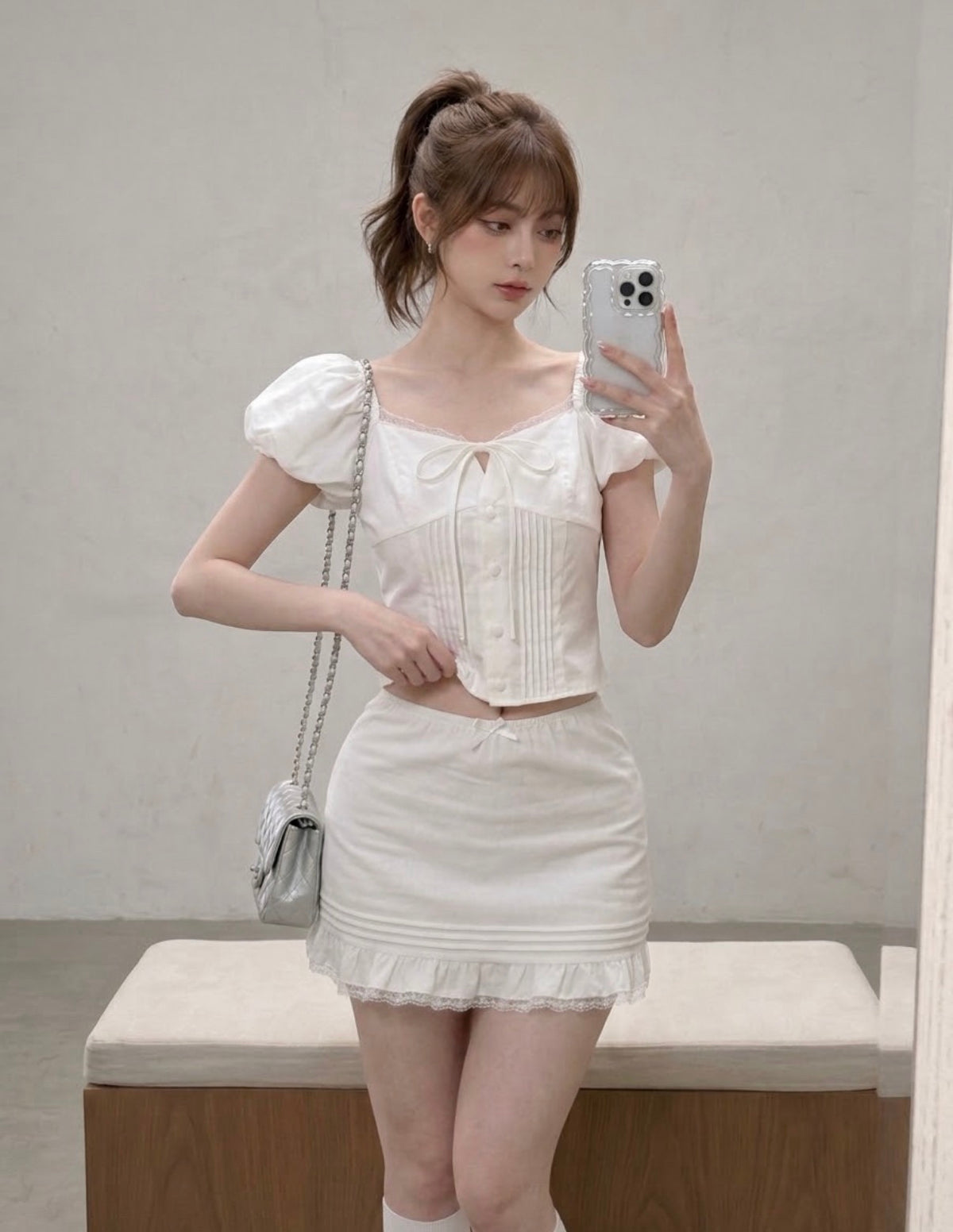 White Top + Skort Two Piece Set (S, M)