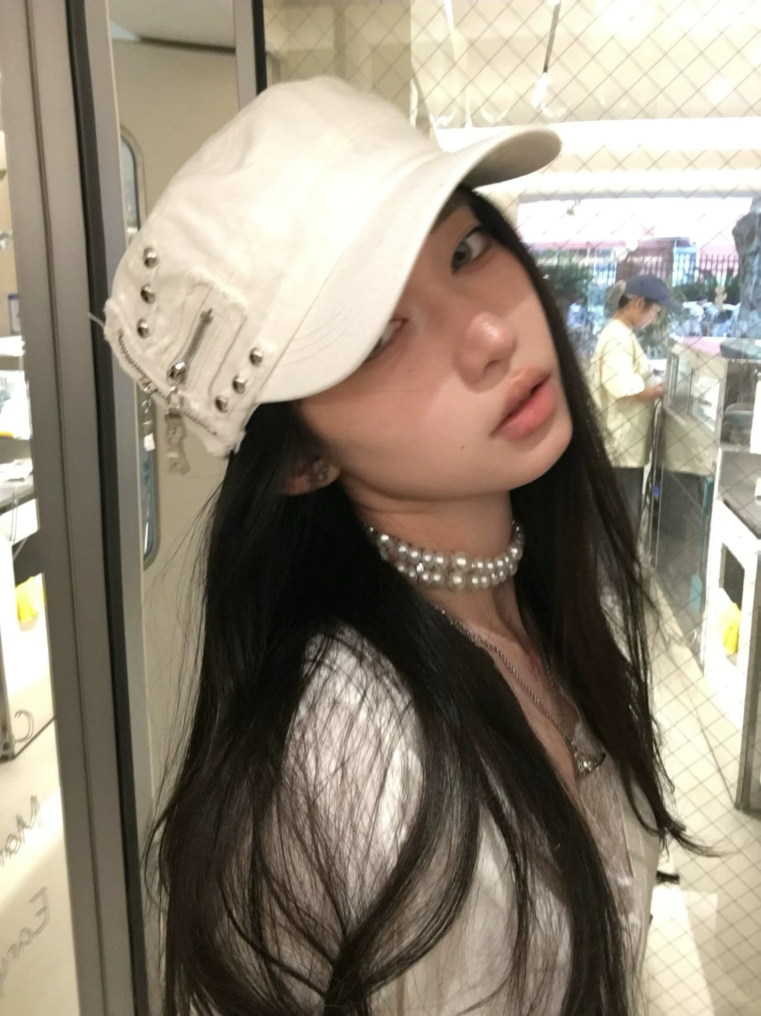H36 Punk Zips Hat (White, Grey)