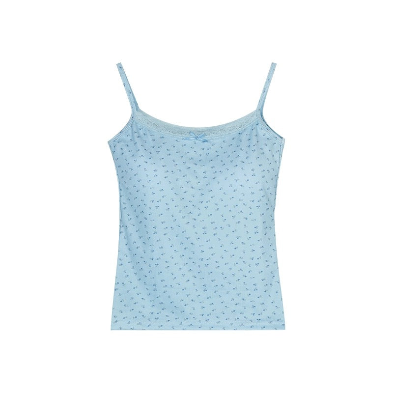 Mini Flower Basic Sleeveless Strap Top