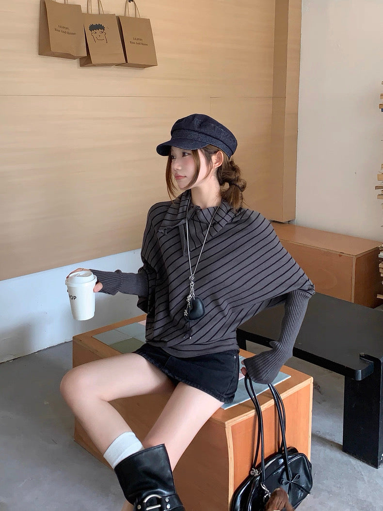 Stripe Grey Long Sleeve Top