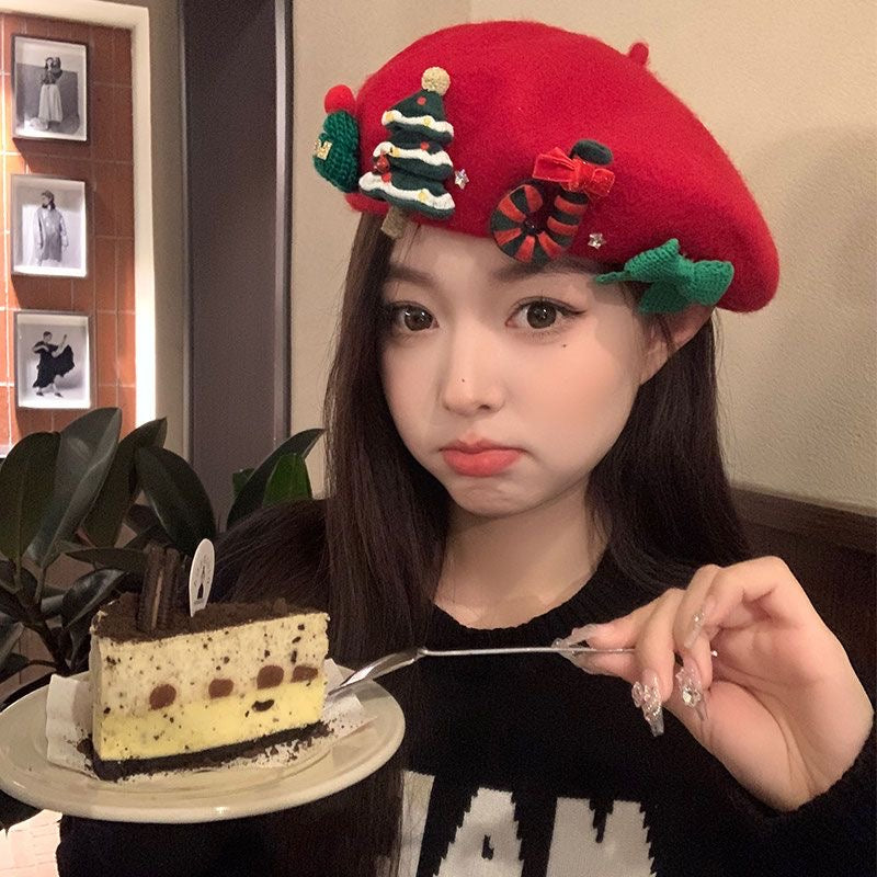 H18Christmas Beret Hat