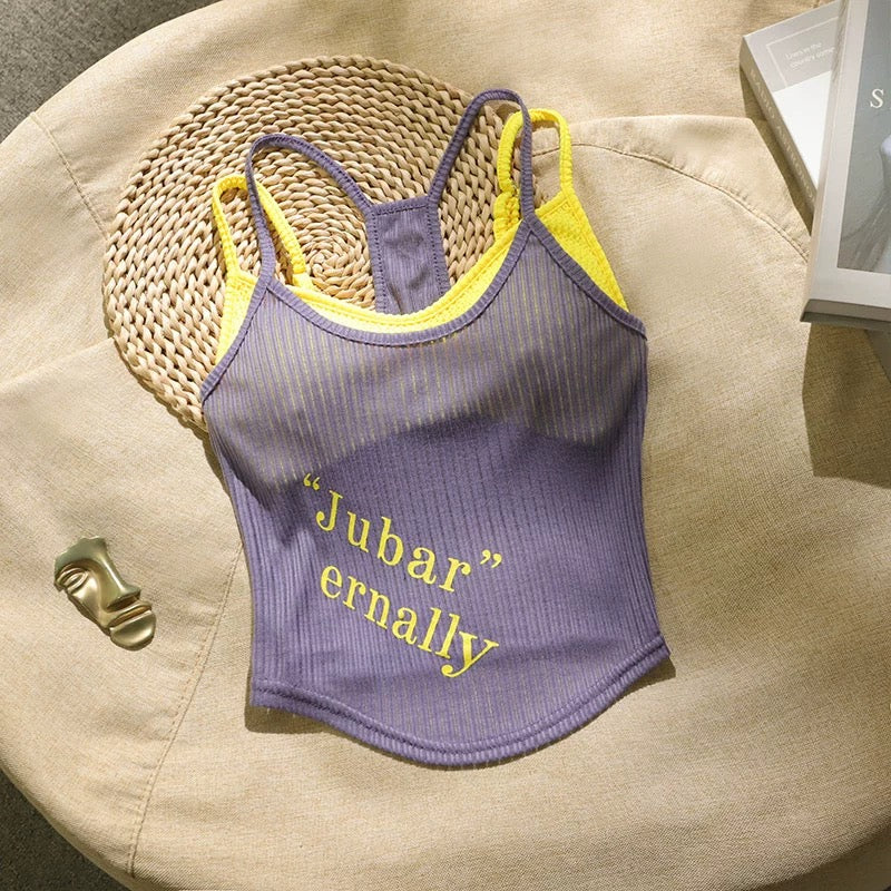 Inner Bra + Singlet Top Set (Purple, Red, Black)