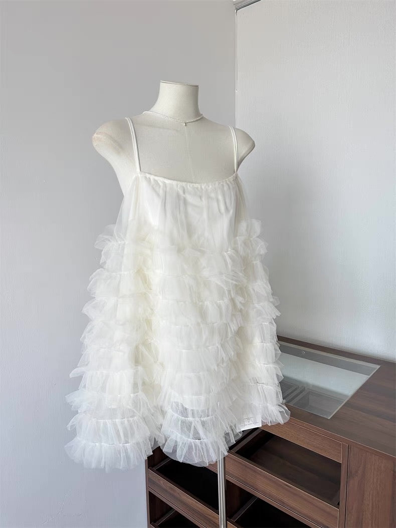 Cream Mesh Long Top