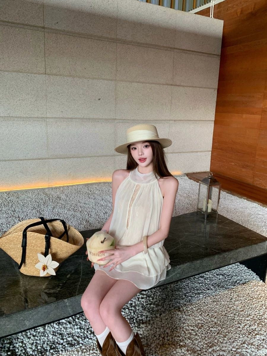 Mix Laces Beige Dress
