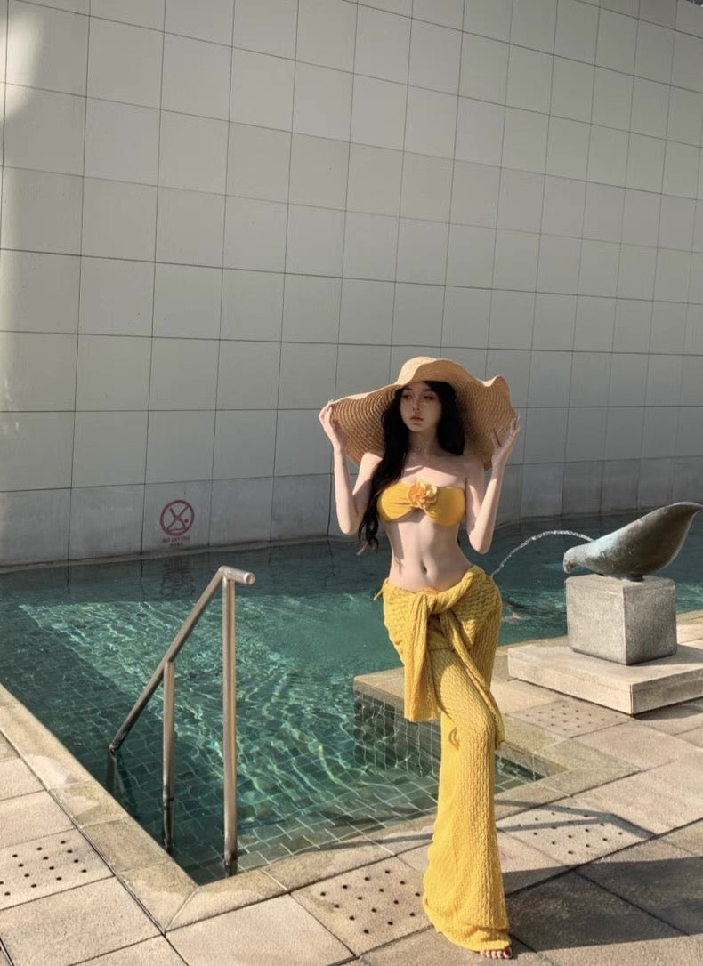 Bikini + Knitted Dress Three Pieces Set (5 Colours)
