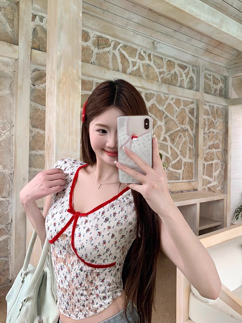 Mini Floral Lacey Top (XS, S)
