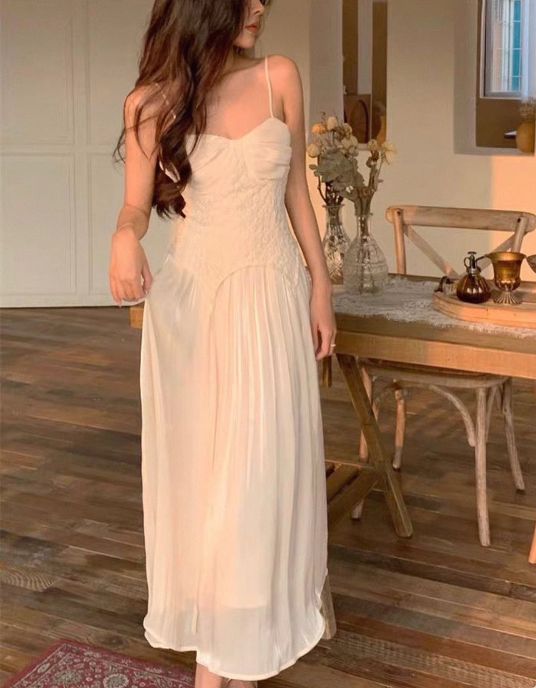 Nude Mix Flo Strap Long Dress