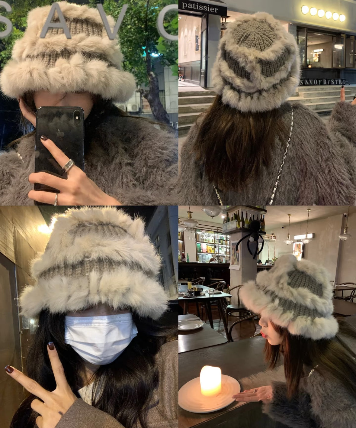 H29 Two Layer Knitted Fur Hat