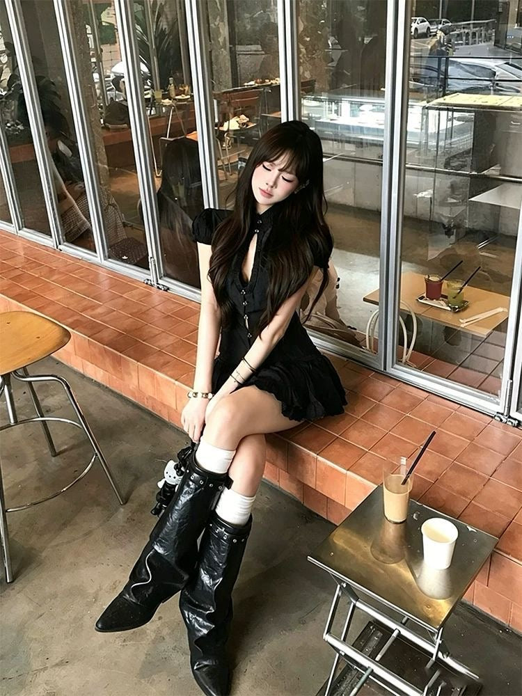 Black Top + Skort Two Piece Set (S, M)