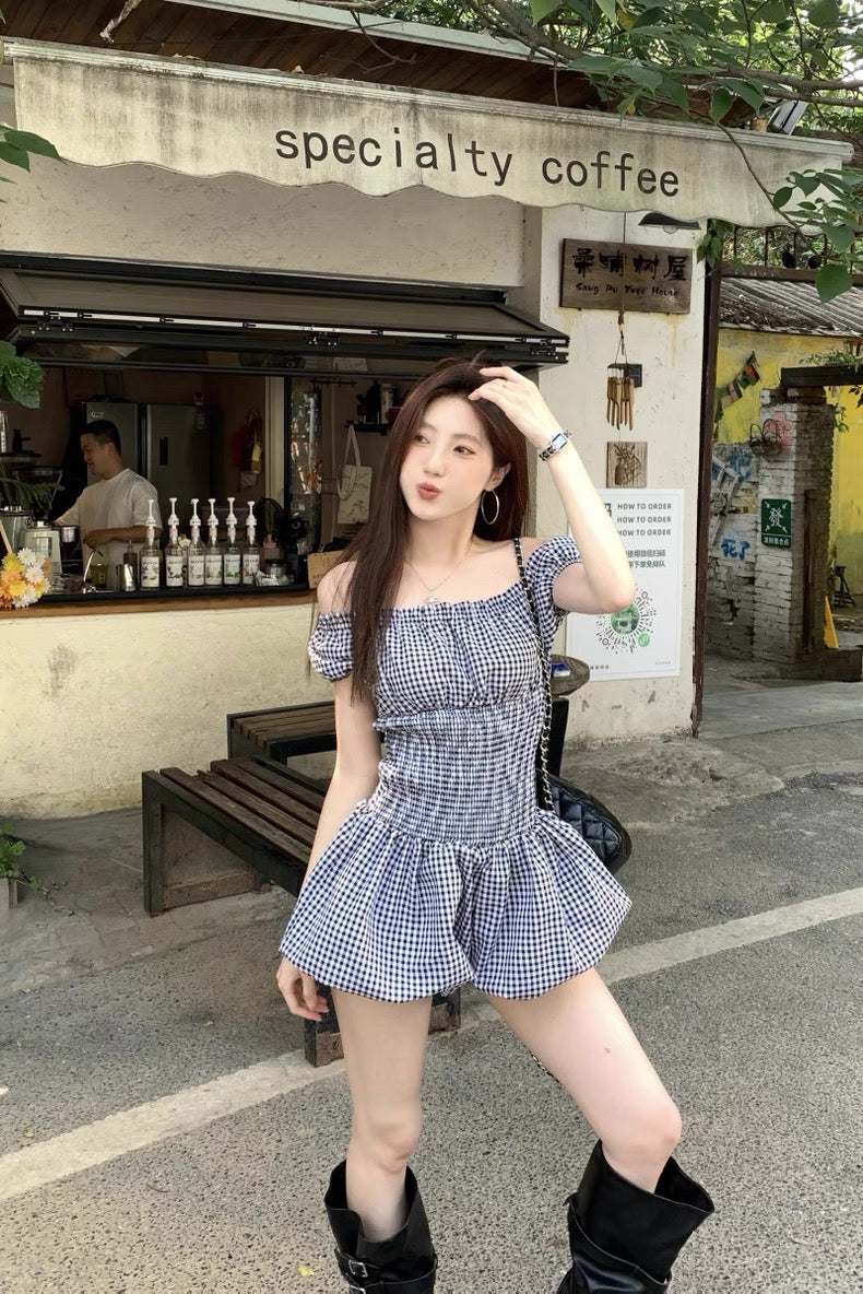 Black Ginham Mini Romper