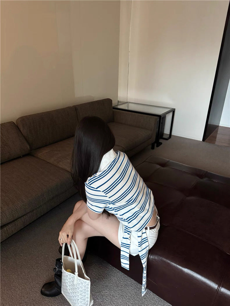 Collar Blue Stripe Top
