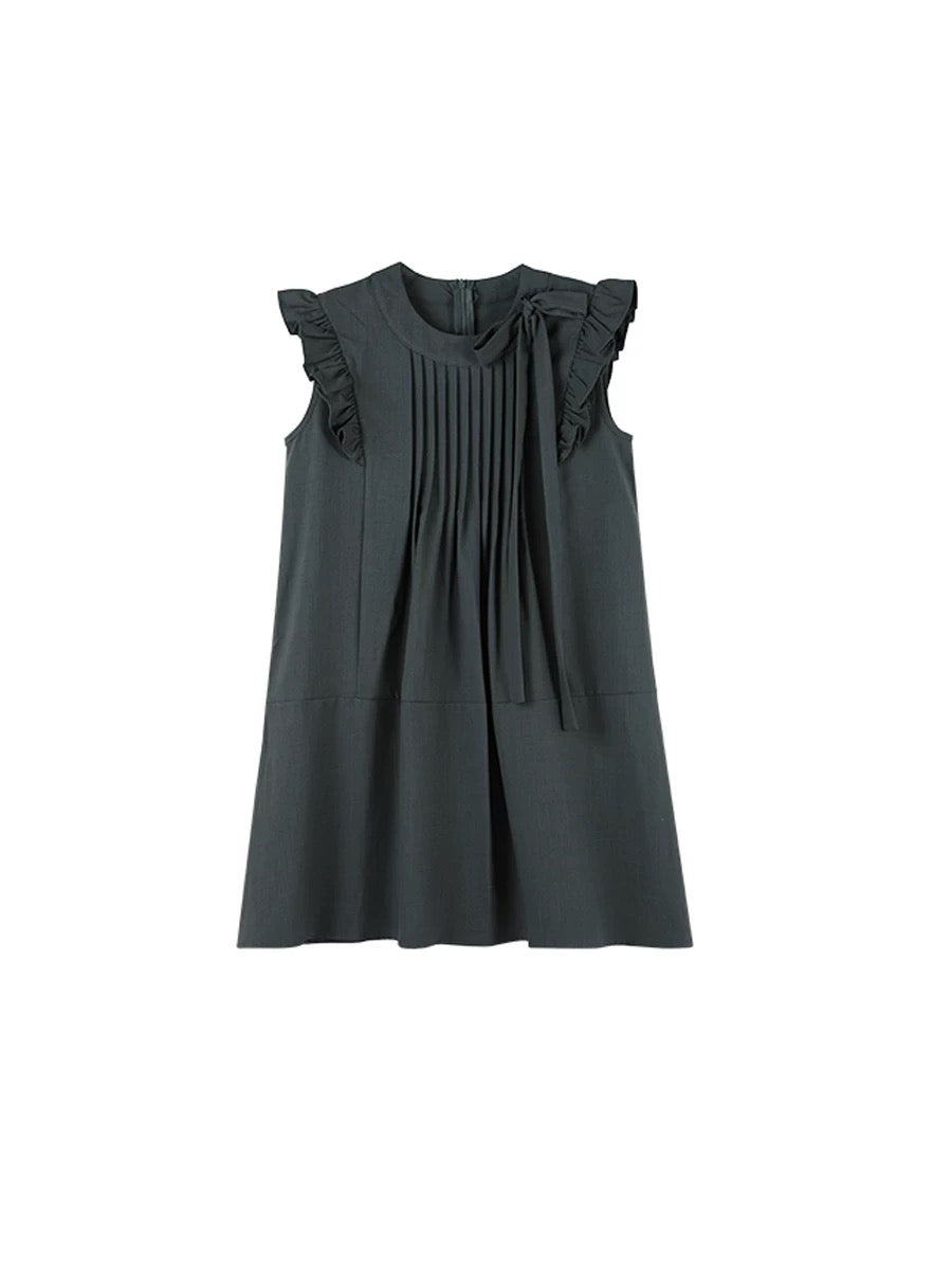 Dolly Ruffles Sleeve Grey Dress
