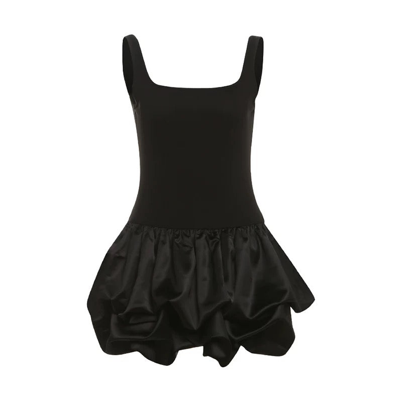 Kelly Bareback Satin Bottom Dress (Black) L