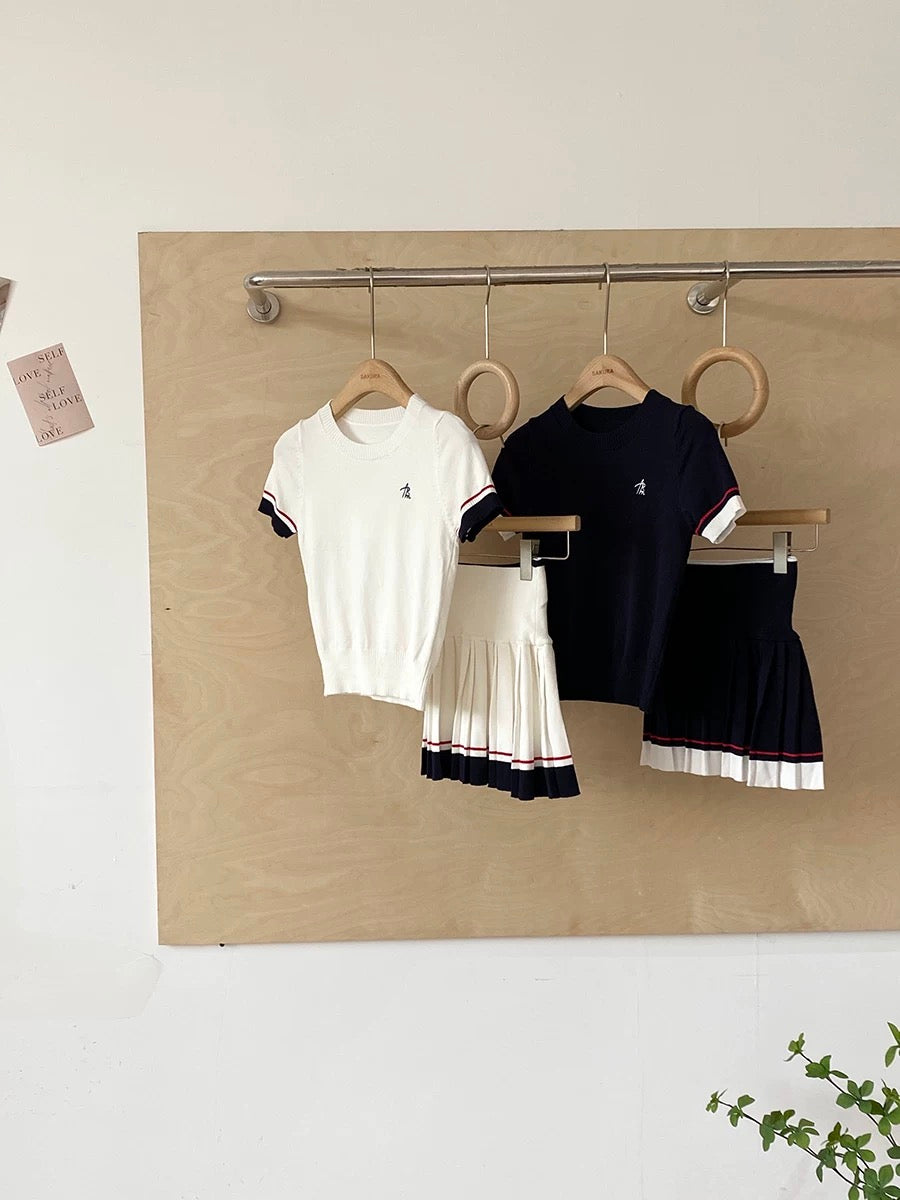 Knitted Top + Skirt Two Pieces Set
