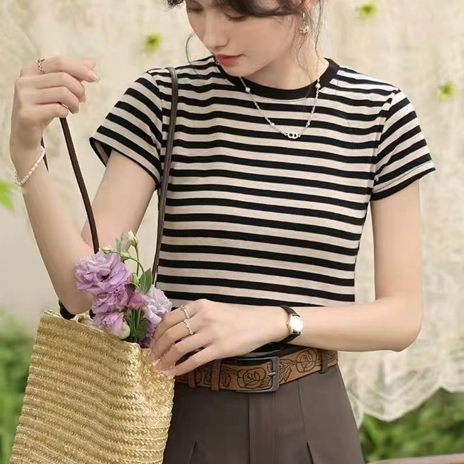 Two Tone Stripe Crop Top