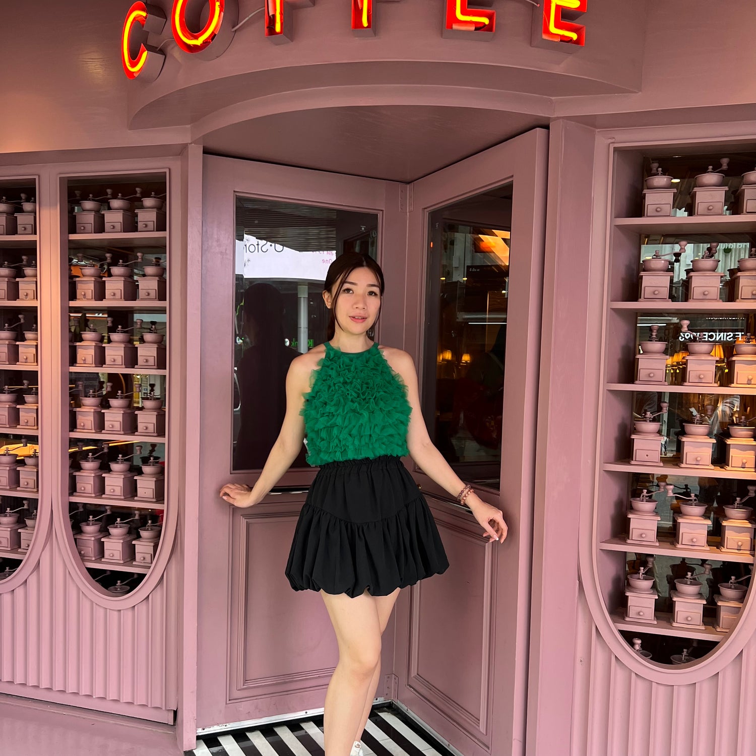 Premium Mesh Sleeveless Green Crop Top