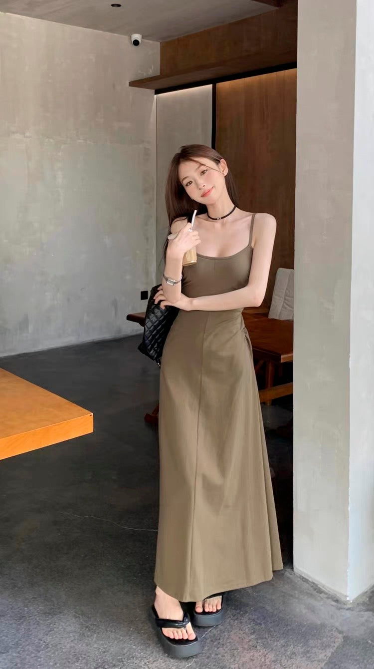 Bareback Waist Cut Long Dress