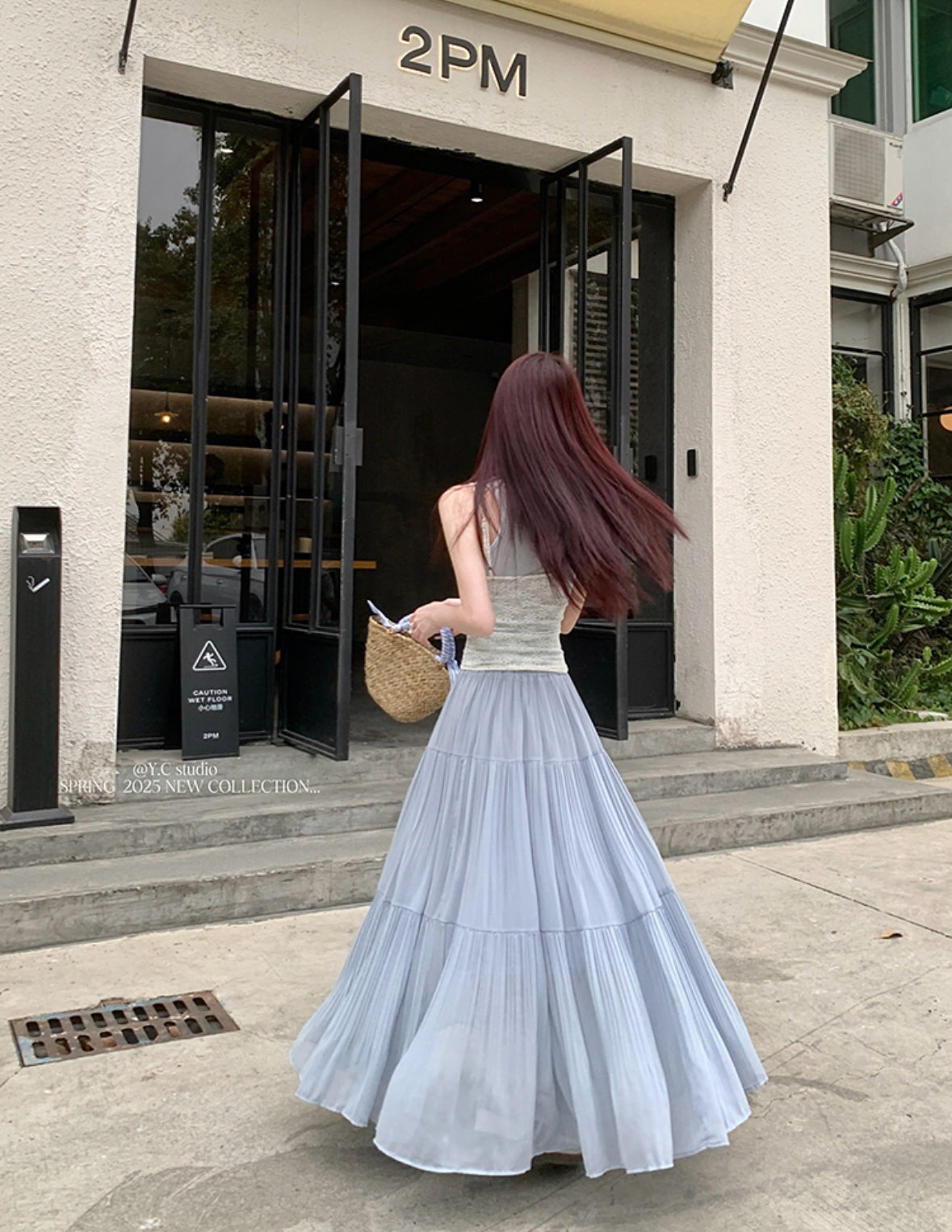 Pleated Chiffon Maxi Long Skirt