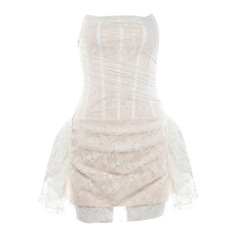 Beige Laces Mini Dress (S)
