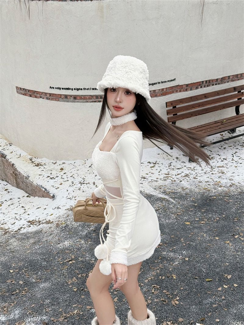 Waist Cut Long Sleeve Dress