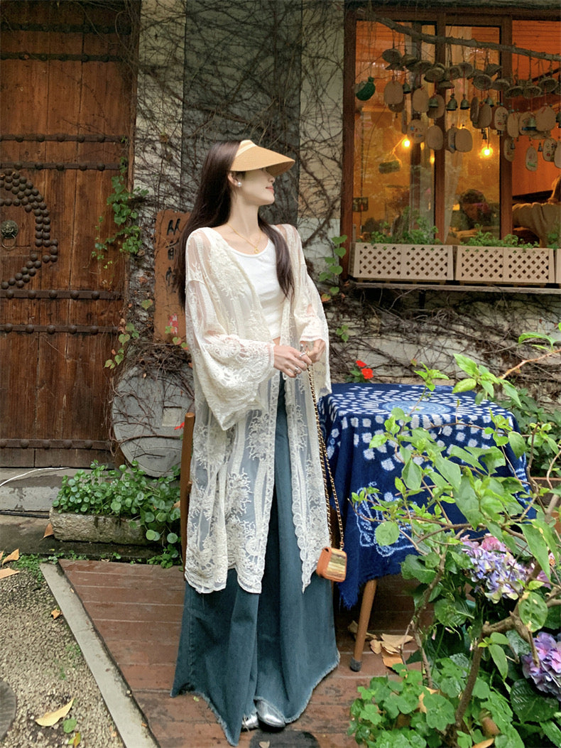 Embroidery Long Cardigan