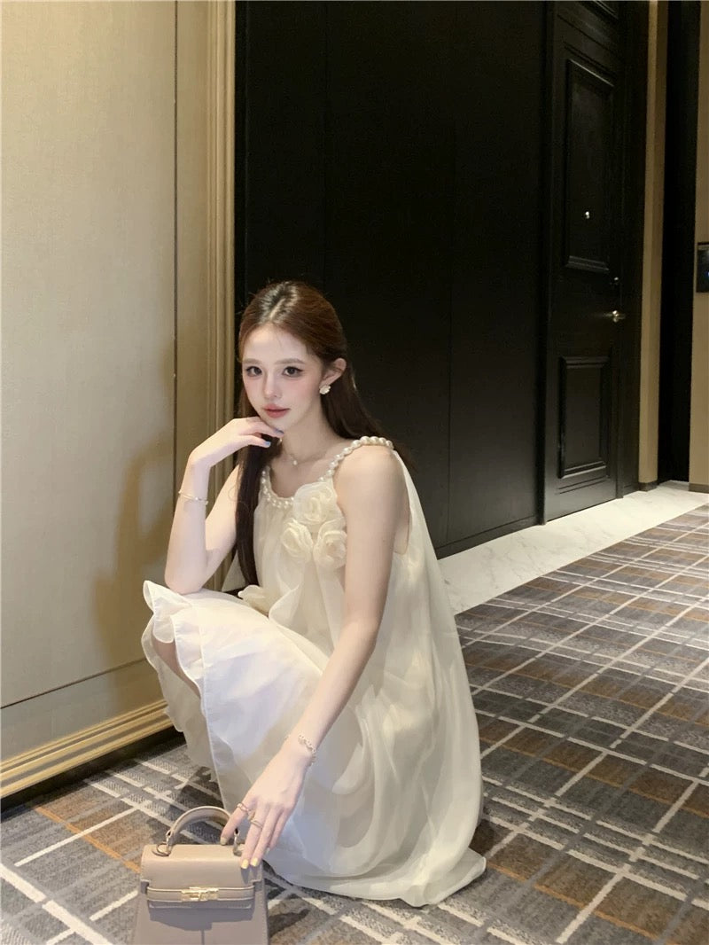 Chiffon 3D Roses Mini Dress