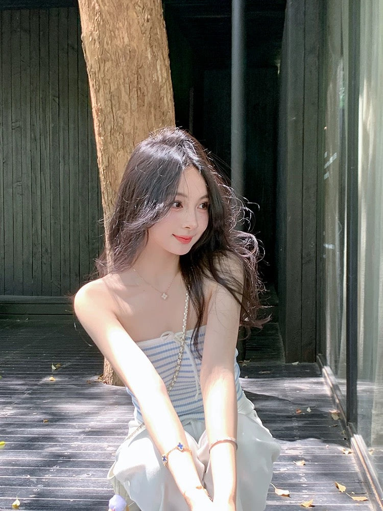 Blue Stripe Tube Top