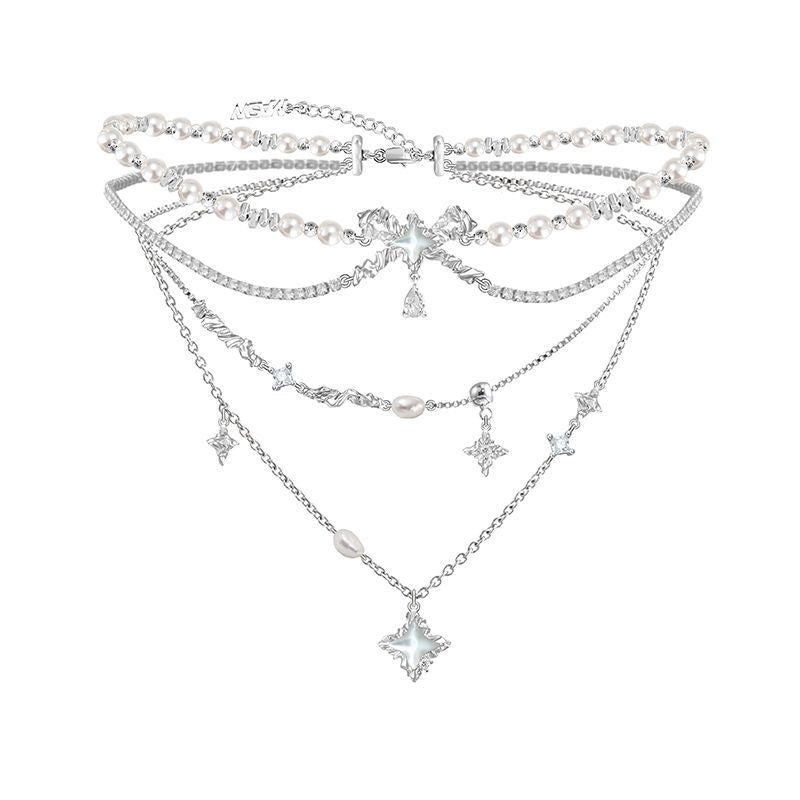 Ribbon Pearl Necklace Set NL09