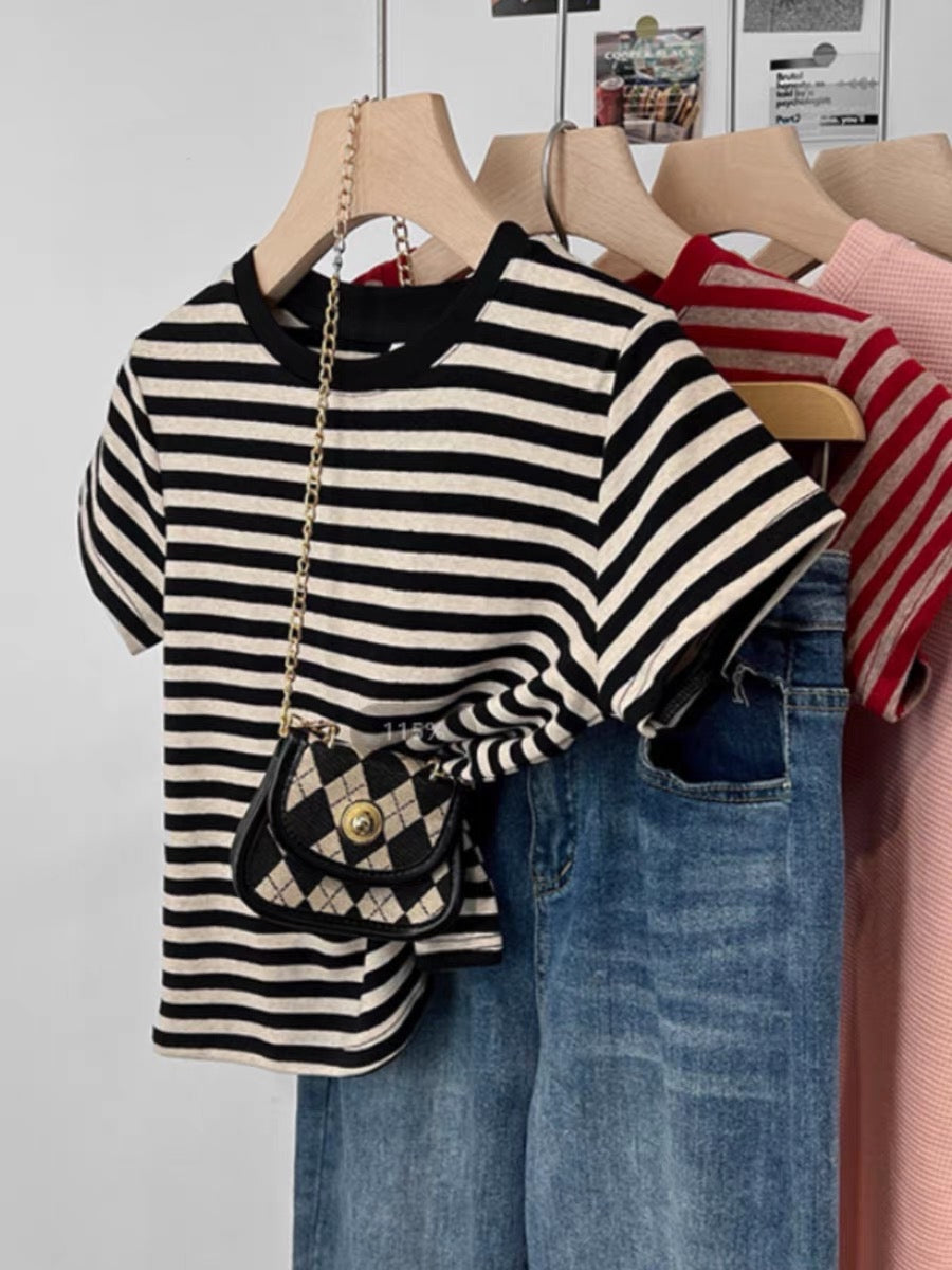 Two Tone Stripe Crop Top