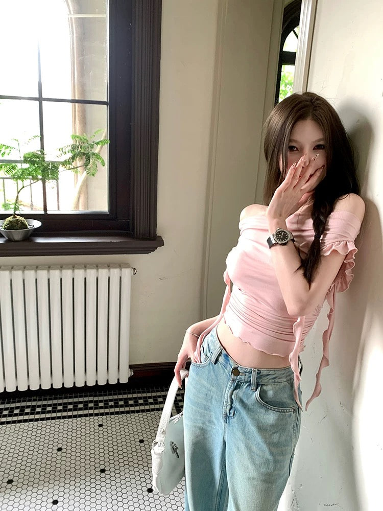 Off Shoulder Jelly Thin Top