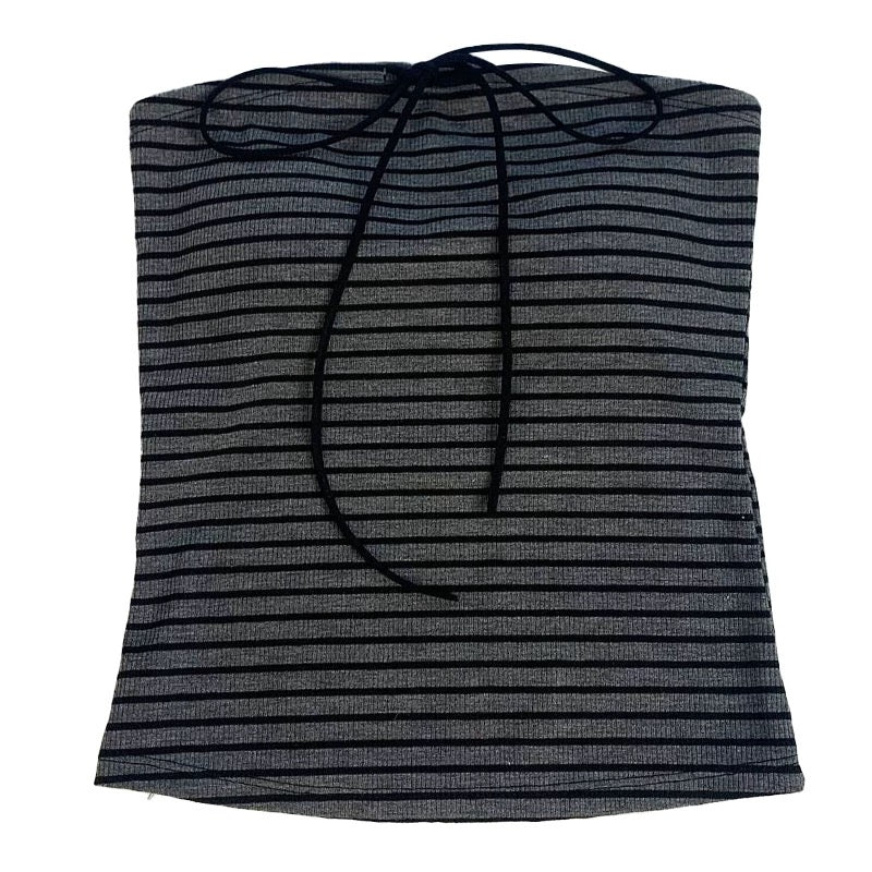 Black Stripe Grey Tube Top