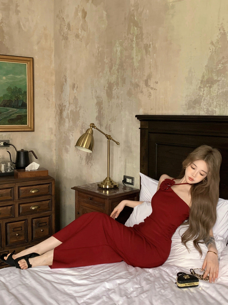 Wine Red Long Dress (S)
