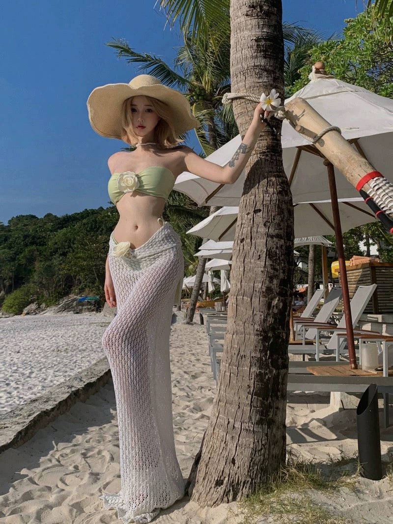 Bikini + Knitted Dress Three Pieces Set (5 Colours)