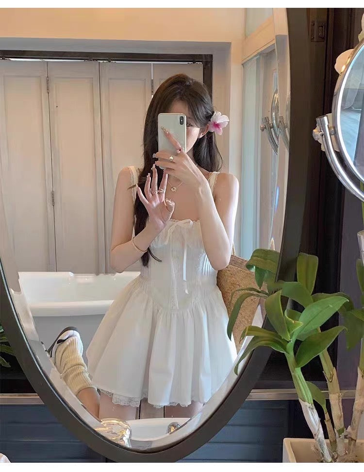 White Strap Mini Dress