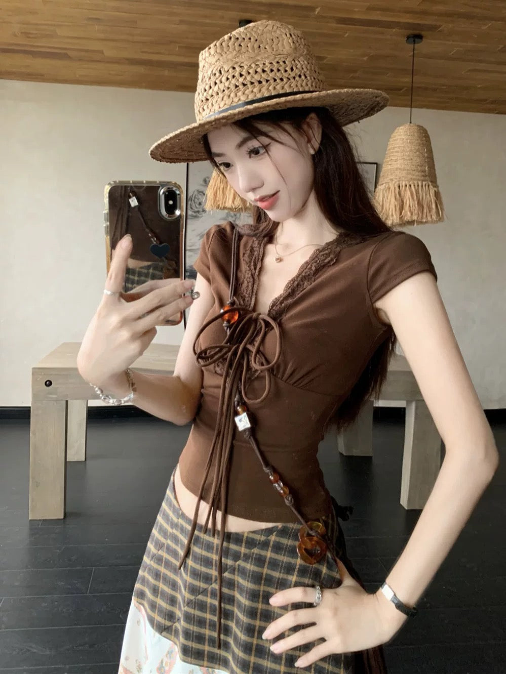 Chocolate V Collar Top