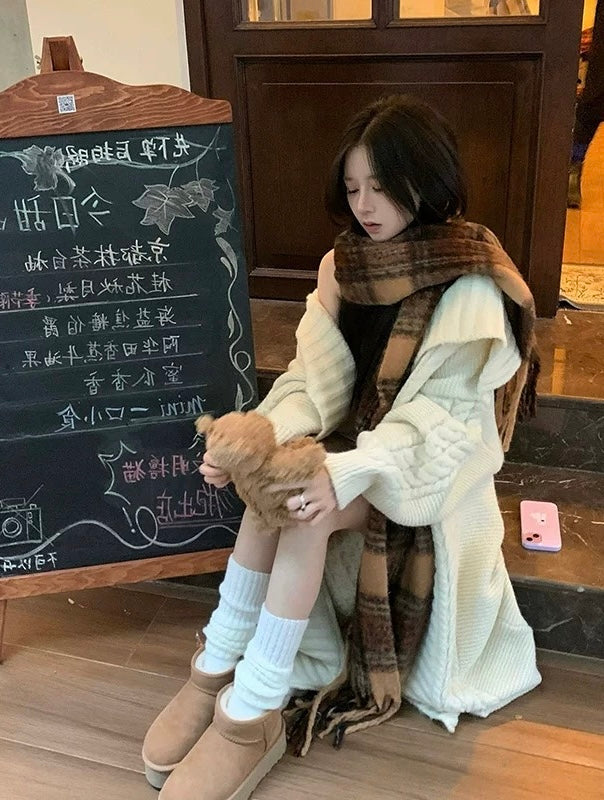 Thick Knitted Long Cardigan