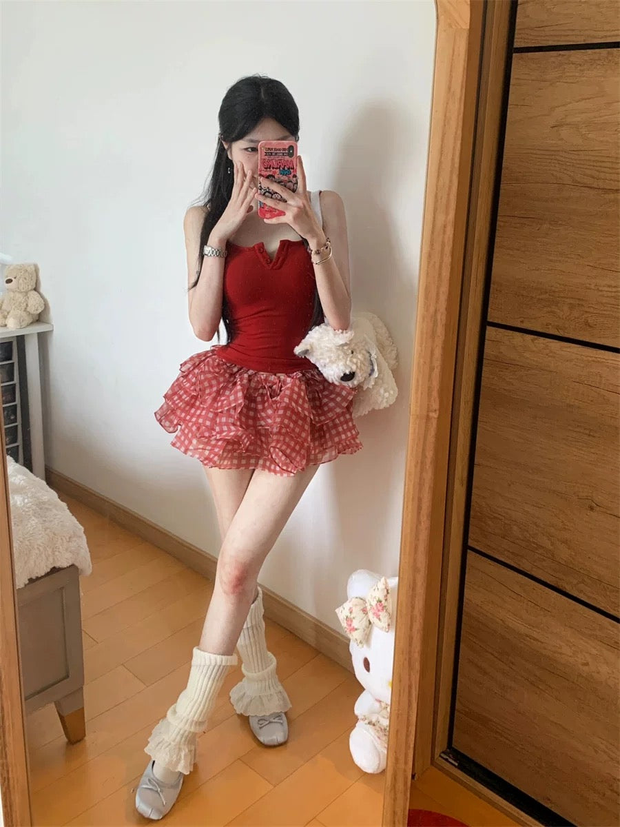 Ginham Mesh Mini Skirt SK16
