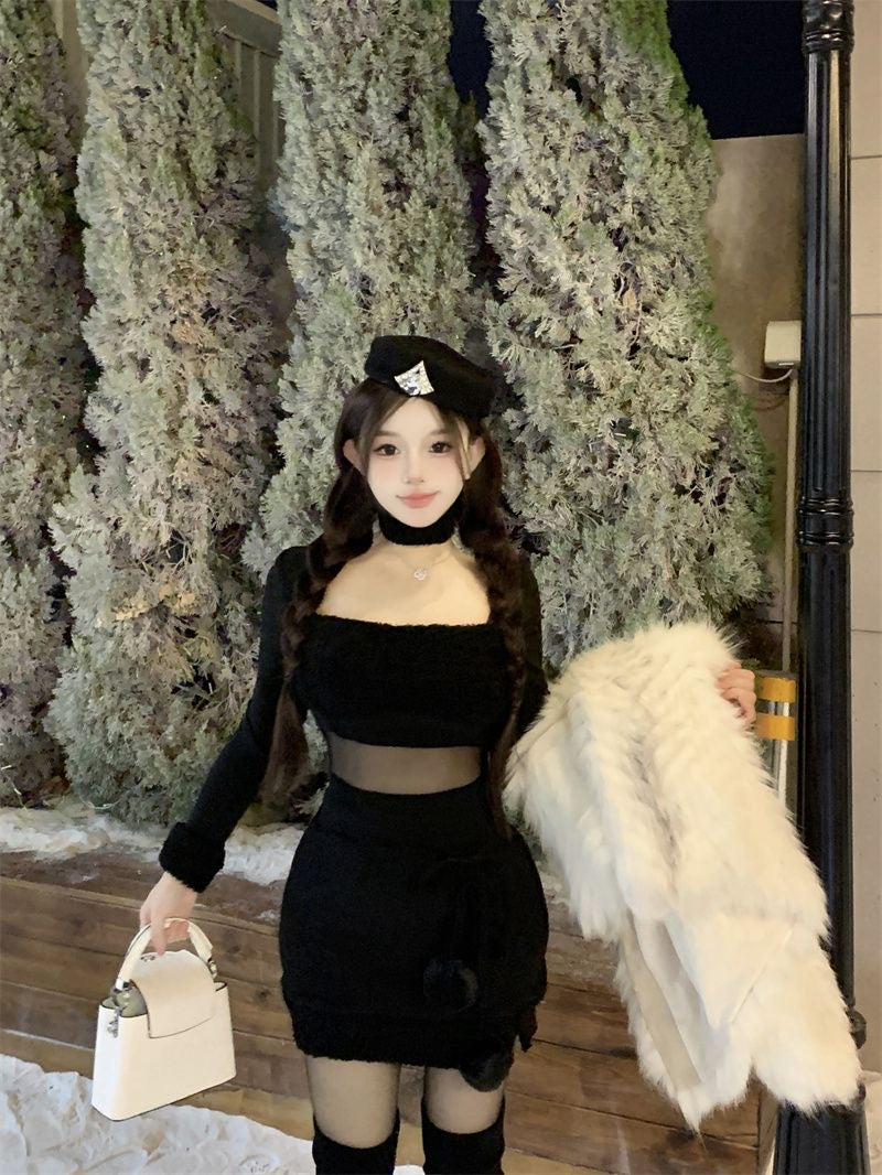 Waist Cut Long Sleeve Dress