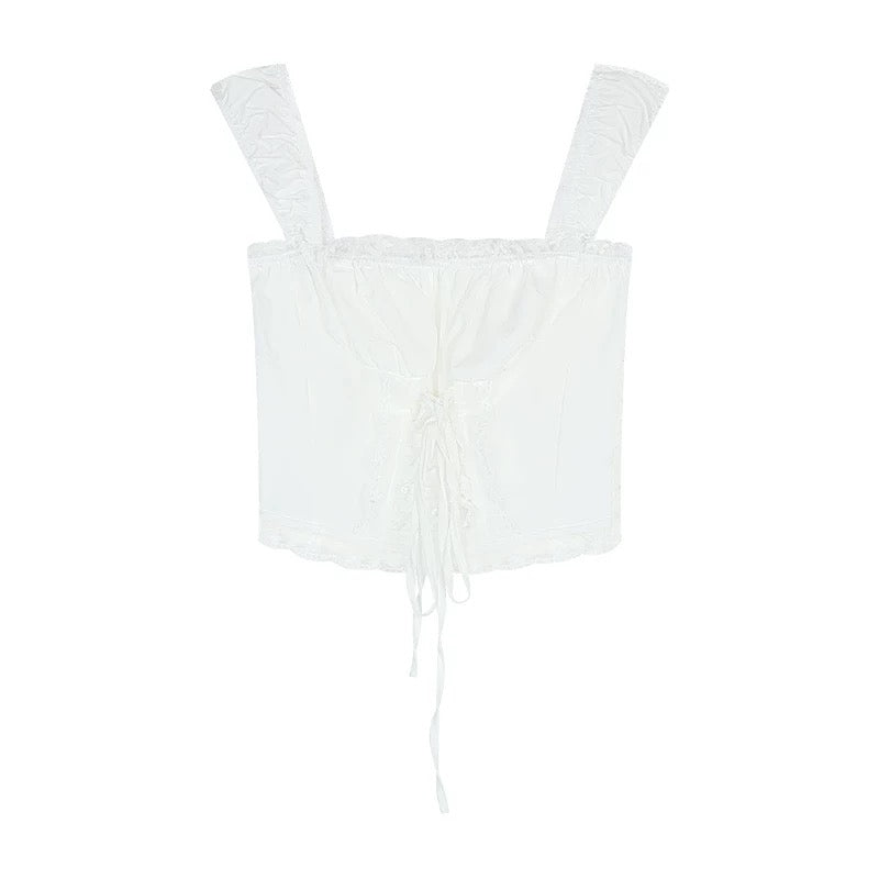 Cream White Lace Top + Long Skirt Two Pieces Set