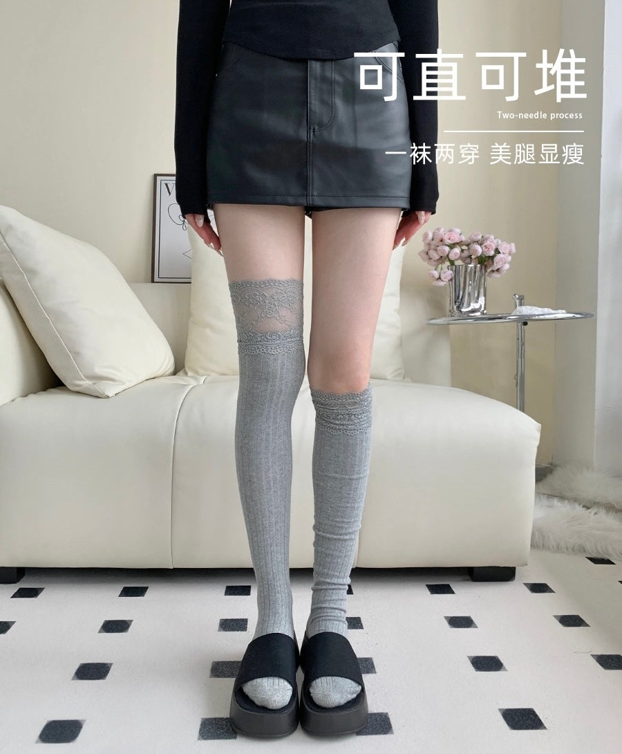 S003 Lace Cotton Long Socks