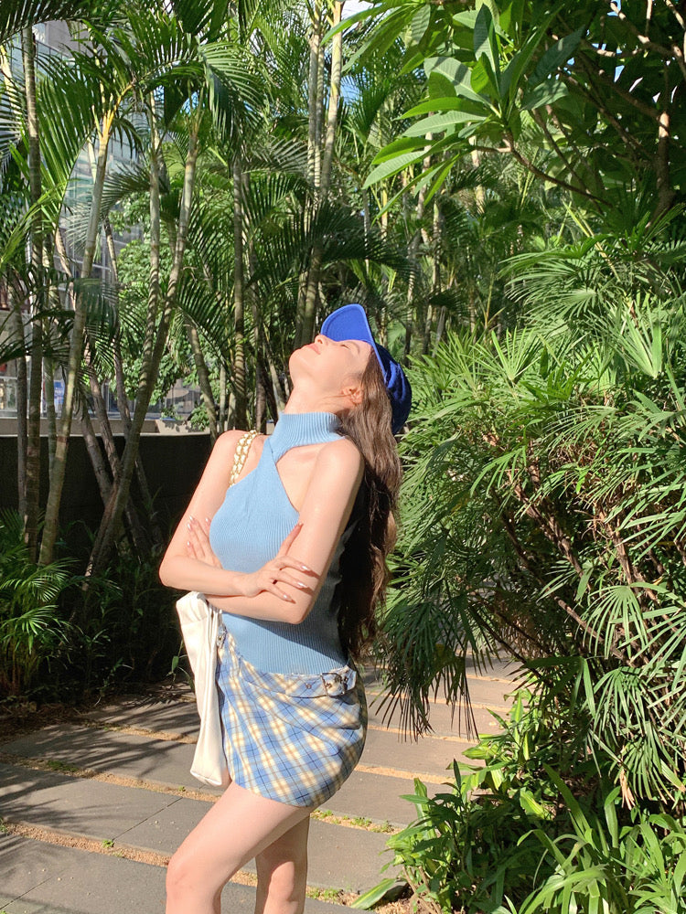 Mina Blue Waist  Mini Skirt (XS)