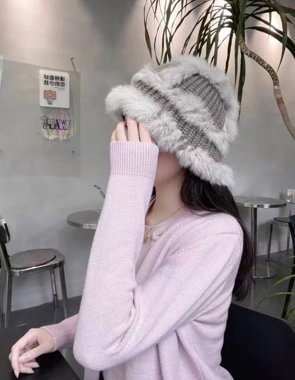 H29 Two Layer Knitted Fur Hat