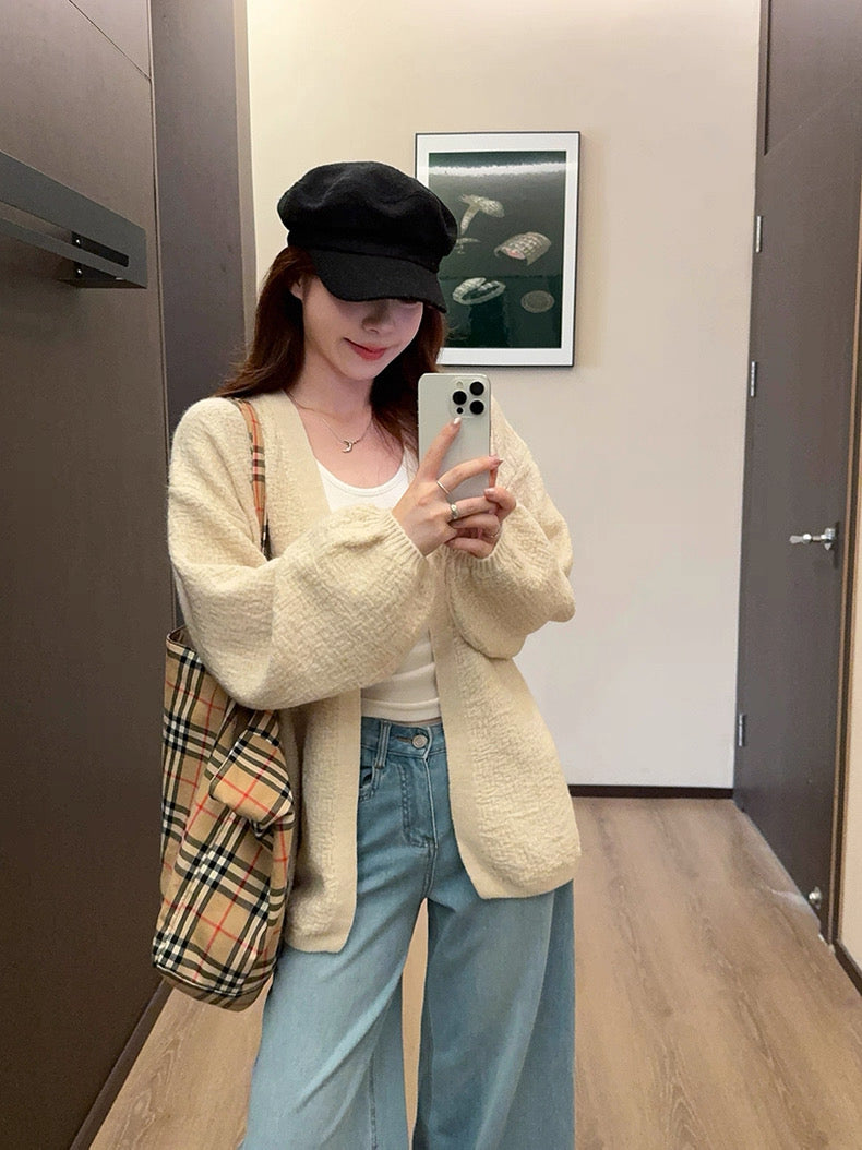 Casual Knitted Long Sleeve Cardigan Top
