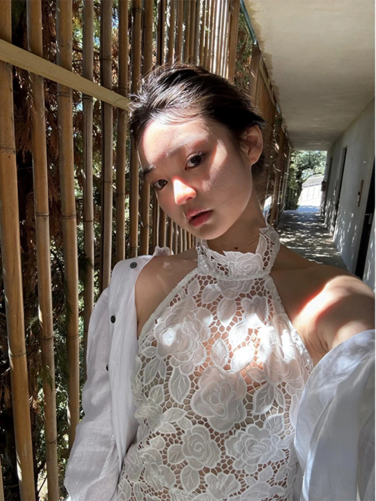 White Embroidery Maxi Long Dress