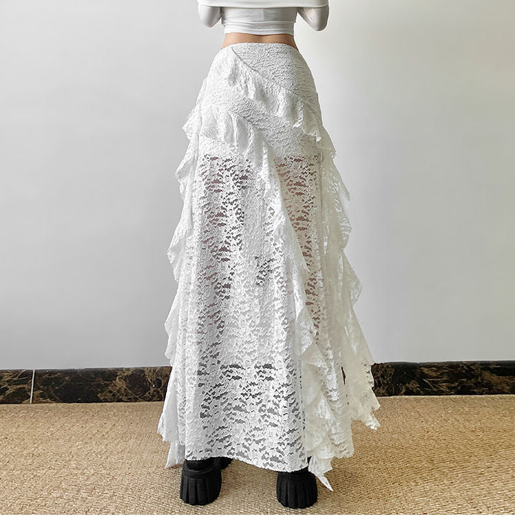 Unequal Lacey Slim Fit Skirt