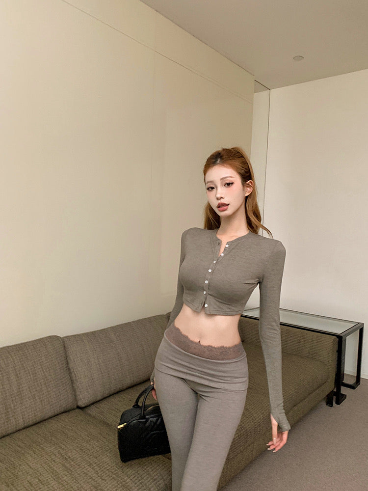 Long Sleeve Top + Long Pants Two Pieces Set