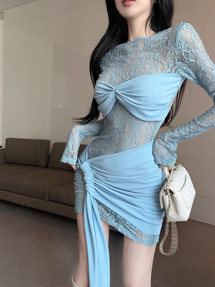 Lacey Blue Long Sleeve Mini Dress