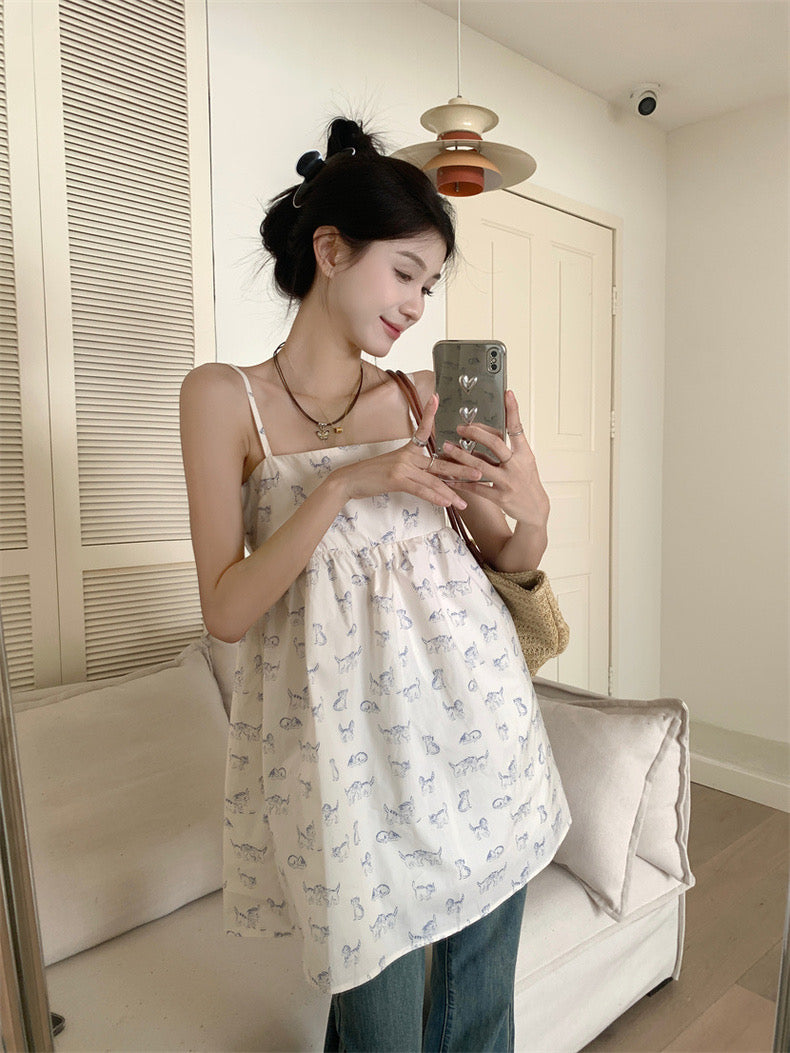 Kittens Print Strap Top/Dress